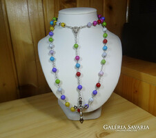 Rosary made of acrylic 8 mm beads resembling colored minerals and marble