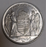 Kingdom of Hungary 5 pengő horthy - 75th Anniversary coin, 1943. (204)