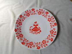 Zsolnay porcelain wall plate with folk motif: dancing woman (red)