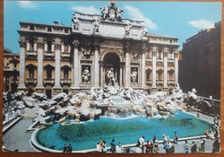 Rome Trevi Fountain - running postcard 1960