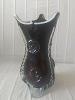 Purple Bohemian multilayer, thick-walled glass vase, larger size, 27 cm, 1 kg
