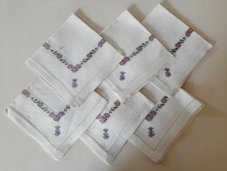 Old embroidered damask napkin, 6 in one, 37 x 37 cm
