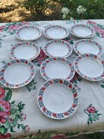 Kalocsai porcelain hand-painted cake plate, small plate for sale! 10 pcs