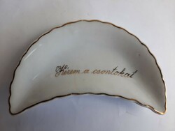 Antik Zsolnay porcelán csontos tányér - Kérem a csontokat felirattal  /159/