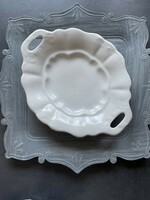 White porcelain Czech serving bowl with handles, centerpiece