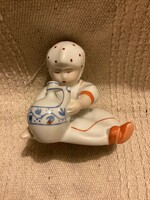 Old Zsolnay porcelain figurine with annuska jug