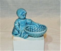 Annuska with bowl - Zsolnay base glaze Sinko figure