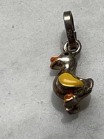 Fairy enameled silver duck for children's pendant or bracelet