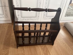 Solid carved wooden newspaper holder