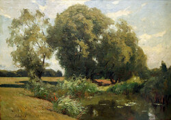 Illés Aladár Edvi (1870-1958) jubilee exhibition of mixed willow trees 1910. 97X127cm mke 1934 landscape