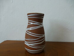 Brown white striped ceramic vase