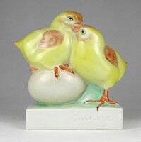 Pair of Herend porcelain chicks marked 1N567, 1964