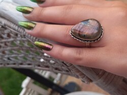 Silver ring with labradorite stone 22 ct 8 international size