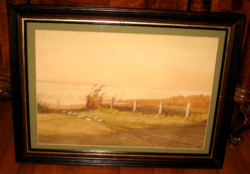 Autumn on Balaton large guaranteed original Gisella from Baraba / 1893-1985 / picture