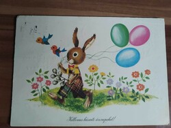 Régi rajzos húsvéti képeslap, rajz: Boór Vera,1975