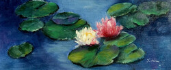 Water lily bag - small oil painting