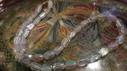 46 cm long, approx. 1 cm aurora borealis colored, retro necklace made of glass blocks.
