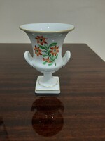 Herendi virágmintás 2 füles porcelán serleg váza