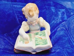 Herendi" Piroska és a farkas, mesét olvasó kislány" porcelán figura