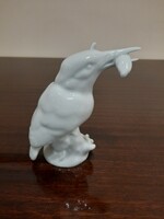 A white Herend porcelain kingfisher with a fish in its mouth