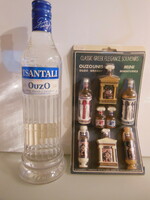 Drink - Santali ouzo - 7 dl - 40 % + 8 pcs - fridge magnet - 9 - 4 cm - 25 years old - unopened!!
