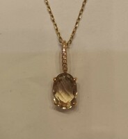 Smoky quartz gold pendant 14k