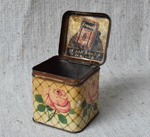 Franck régi fémdoboz , antik kávé doboz , dísz reklámanyag 9,3 x 9,3 x 10 cm