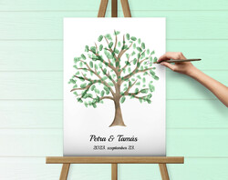 Fingerprint tree canvas picture guest book 60x40 cm watercolor style