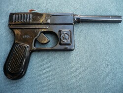 Old retro marked Soviet plate toy gun with ribbon cartridge