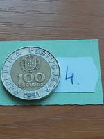Portugal 100 escudos 1991 incm pedro nunes bimetal 4