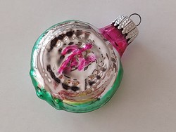 Régi üveg karácsonyfadísz óra vagy kulacs alakú üvegdísz