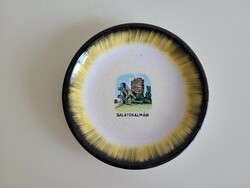 Retro Balatoni emlék mid century Balatonalmádi kerámia tál Bodrogkeresztúri fali dísz Hotel Auróra