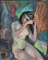 György Marczell (1879 - 1979) combing nude 1958 c. Your painting with an original guarantee!