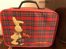 Red checkered felix bunny toy suitcase. From Die spiegelburg. In good, preserved condition.