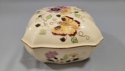 Large! Zsolnay butterfly, hand-painted porcelain bonbonier, jewelry holder