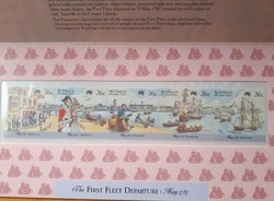 Australian stamp set mail clear commemorative issue: departure of the first fleet portshmouth 1787