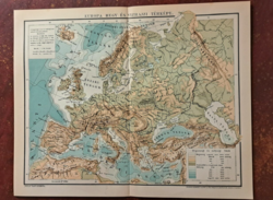 "Európa  hegy- és vizrajzi térképe" térkép melléklet a Pallas lexikonból
