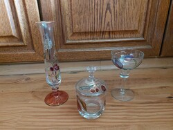 Kézzel festett üveg asztali garnitúra (3 darab)