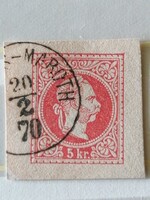 ARANYOS-MAROTH bélyegzés díjjegyes kivágáson! 1870.02.20!