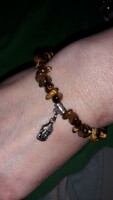 Oriental-style amber stone-beaded metal buddha figure bracelet according to the pictures k 14.