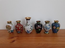 6 cloisonne copper vases, 1970s
