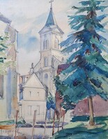 Templom, akvarell, 1928