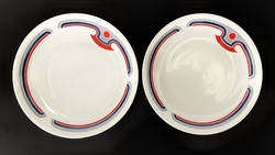 Alföldi 2 art deco small plates 19 cm red blue gray
