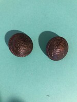 Military metal buttons with Hungarian crown decoration. 2 pcs 2.2 cm