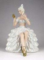 1K906 Régi jelzett német porcelán balerina táncoló hölgy 21 cm