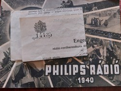 Rádió Engedélykivonat és Philips rádió katalógus 1930-1940