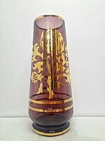 Pink glass vase with golden rose decoration - 50127