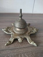 Copper desktop inkstand with claw feet