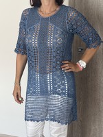 Blue cotton lace beach dress, tunic