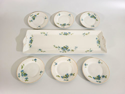 Hüttl tivadar forget-me-not cake set -- serving tray + 12 blue floral plates